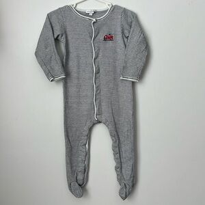 Magnolia Baby Black Stripe Firetruck footie. 18M.